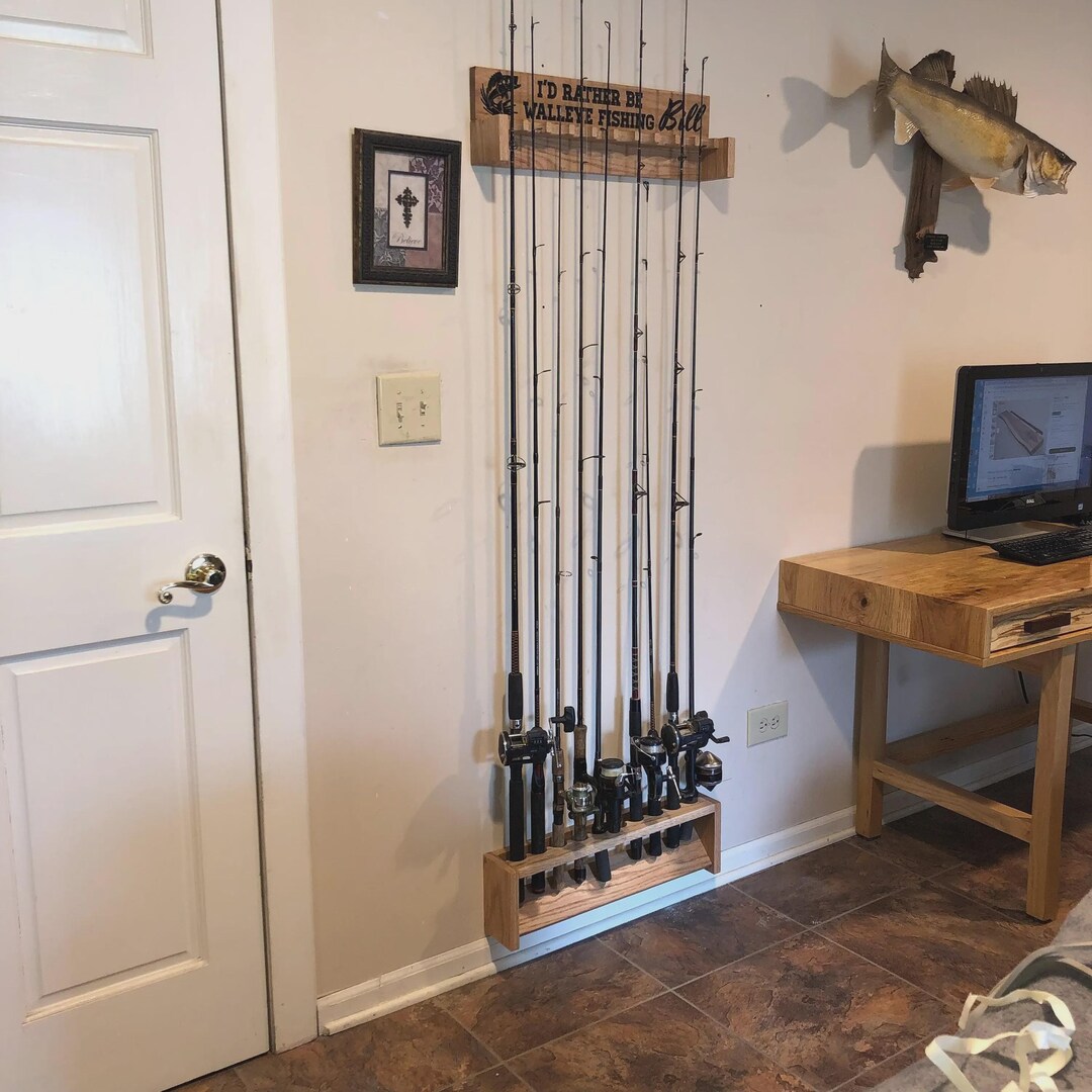 Custom Rod Storage Personalized Wooden Fishing Rod Rack: Wall Mounted 5-rod Storage - Etsy