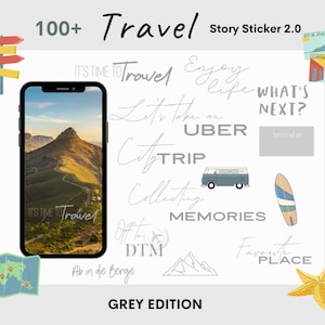 Autocollants d'histoires Instagram 2.0 | Voyage | Gris