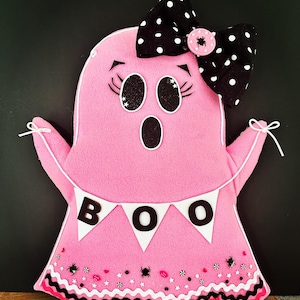 Boo Pink Ghost Halloween Attachment, Wreath Attachment Halloween, Halloween Decor, Ghost, Boo