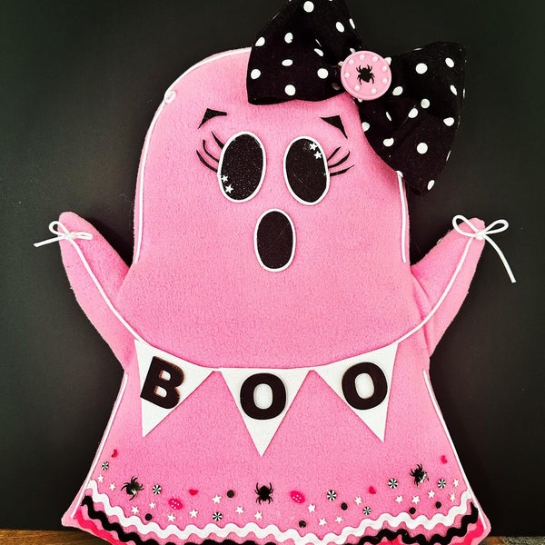 Boo Pink Ghost Halloween Attachment, Wreath Attachment Halloween, Halloween Decor, Ghost, Boo
