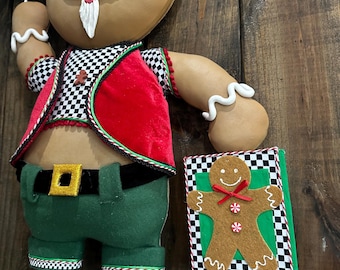 Colonel Gingie Wreath Attachment, Christmas Gingerbread Man Wreath Attachment, Gingerbread Boy, Christmas Decor, Cookie Decor