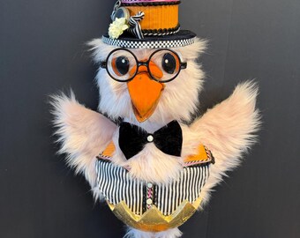Mr. Chick Wreath Attachment, Chicken Wreath Attachment, Easter Decor, Chicken Inside Golden Egg, Easter Egg, Fancy Chicken