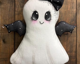 Halloween Ghost Wreath Attachment, Bat Wings Cute Ghost, Bat Girl Ghost Halloween Wreath Attachment, Ghost Decor, Bat Wings, Halloween Decor