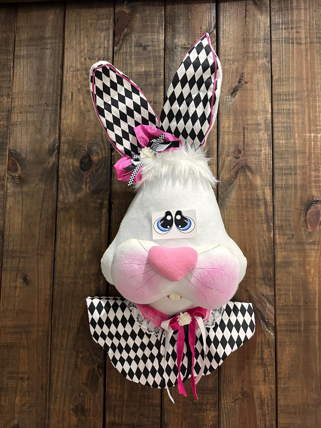 XXL Easter Bunny Head Wreath Attachment, Harlequin Bunny Head ...