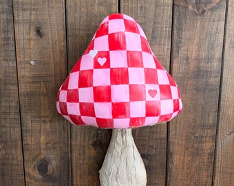 Valentines Checkered Board Mushroom Wreath Attachment, Love Mushroom, Valentines Day Mushroom Wreath Attachment