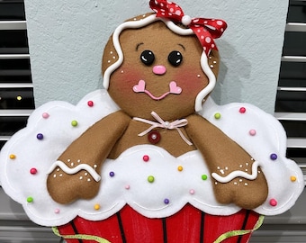 Gingerbread In A Cupcake, Gingerbread Man In A Cupcake, Gingerbread Cookie, Gingerbread Attachment, Christmas Wreath Attachment, Wreath