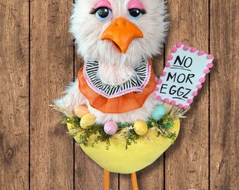 Gertie Chic Easter Wreath Attachment, Chicken Egg Attachment, Cracked Egg Chicken, Half Egg, Chicken Inside Egg, Easter Decor, Spring Decor
