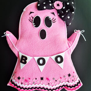 Boo Pink Ghost Halloween Attachment, Wreath Attachment Halloween ...