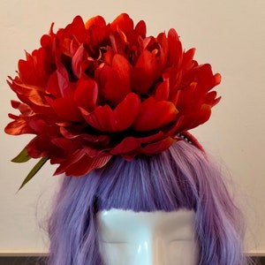 Xl crimson chrysanthemum with leaves.