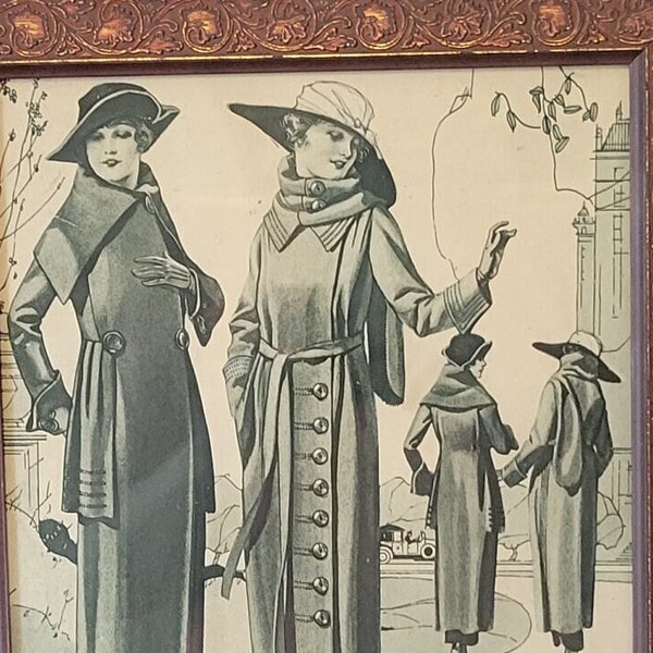 Original 1920s Magazine Page, Deco Paris Styles from the National Cloak & Suit Co, NYC, Framed