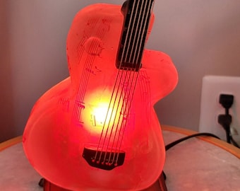 Vintage Guitar Lamp with Frosted Glass, 1970s-1980s