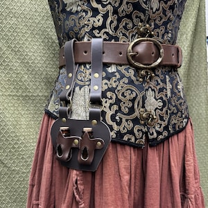Leather Belt Potion Holder with 2 Bottles for Alchemists, Doctors, Medics or Assassins. Renaissance, Steampunk Cosplay
