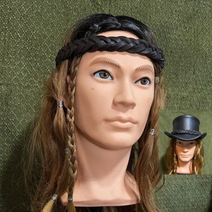 Five strand braided leather headband, hatband, renaissance headwear