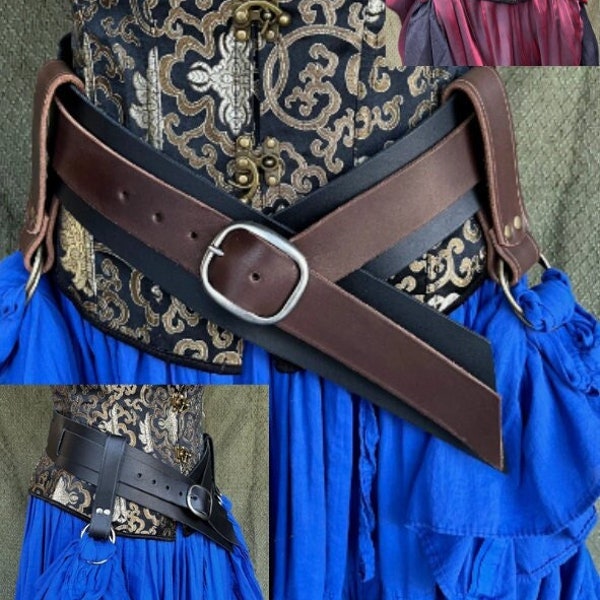 Leather Corset Belt | Pirate, Renaissance, Medieval Belt | Multiple Colors Available