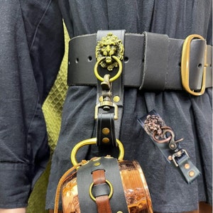 Lion Tankard, Mug Frog Strap Holder | Renaissance, Pirate, Steampunk Accessory Holder