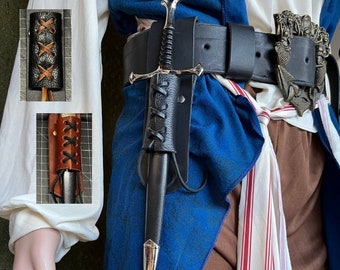 14" Anduril Dolch mit Scheide und Leder Frosch. Kurzschwert, Messerscheide für Renaissance, Cosplay, Pirat, Mittelalter, Halloween, Geburtstag