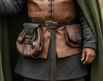 Large Leather Renaissance Pouches | Pirate, LARP Bag | Cosplay, Medieval Fashion