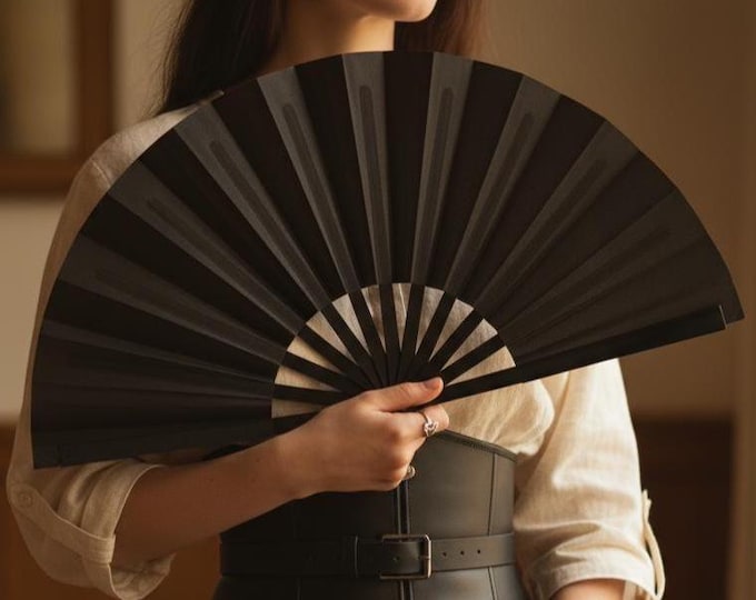 Folding Clack Fan with Leather Holster: Renaissance Pirate Steampunk Accessory