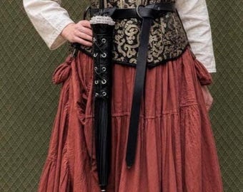 Justerbart parasoll-/paraplyhölster i läder för pirat, renässans, steampunk, lajv, cosplay, present