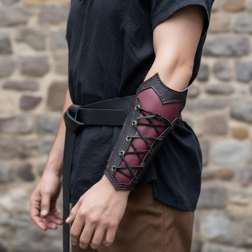 Protège-bras De Tir à L'arc En Cuir Fait Main - USA - Motif Monogrammé - Taille Unique