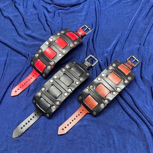Leather Wrist Cuffs. Renaissance bracelet, Viking Costume, Pirate Arm Guards and Cosplay Fashion