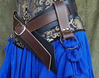 One pair of 1.5-inch Leather Skirt Hikes: Renaissance Pirate Steampunk Skirt Rings