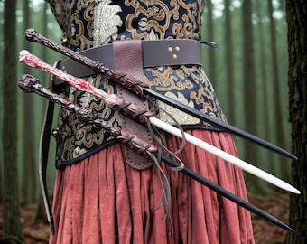 Adjustable Leather Triple Wand Holster: LARP, Cosplay, Renaissance