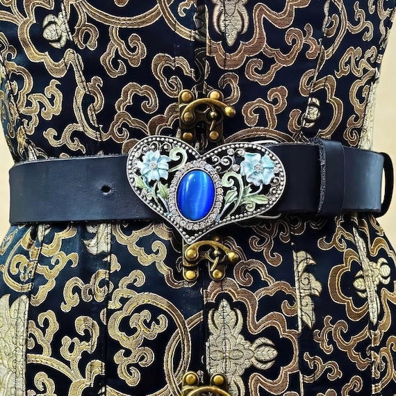 1.5 Inch Leather Filigree Heart Belt | Pirate, Renaissance