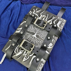 Tree of Life Notebook with Leather Book Holster for Renaissance, LARP, Cosplay. Pirate and book lover gift