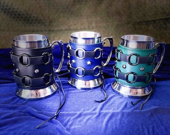Rings and Studs Tankard Mug Wrap with 20 oz Stainless Steel Tankard. Custom colors available.