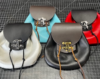 Large Leather Renaissance Pouches | Pirate, LARP Bag | Cosplay, Medieval Fashion