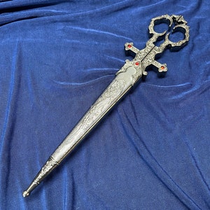 10.5 Medieval Renaissance Scissors Dagger with Sheath and Custom Leather Frog. Cosplay, Pirate, Medieval, Halloween, Gift image 7
