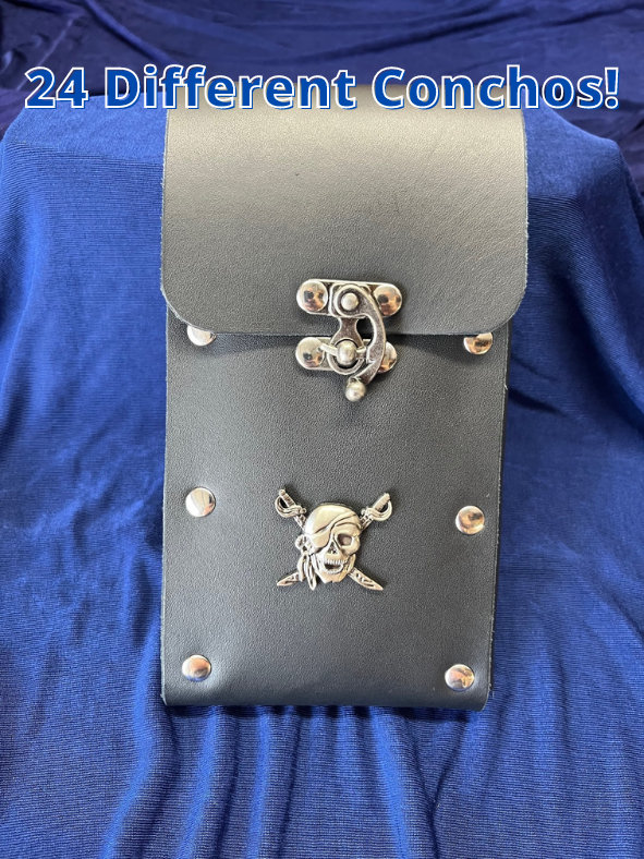 Leather Cell Phone Case with concho, steampunk, LARP, cigar