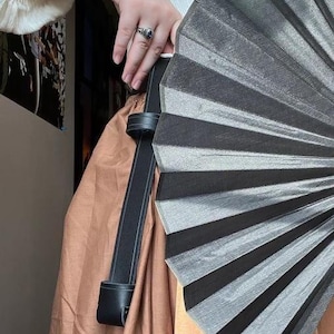 Large Folding Clack Fan with Leather Holster | Fan Holder | Pirate, Renaissance, Steampunk fan holder