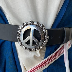 1.5 inch Leather Peace Skulls Belt | Pirate, Renaissance, Medieval Belt | LARP Cosplay