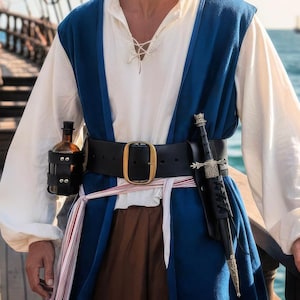 Cinturón de cuero de 3 pulgadas, pirata, medieval, renacentista
