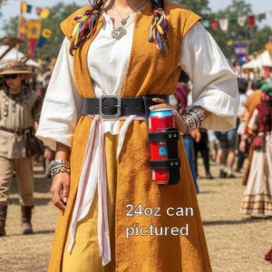 Leren bekerhouder: renaissance-, piraten- en concertevenementen