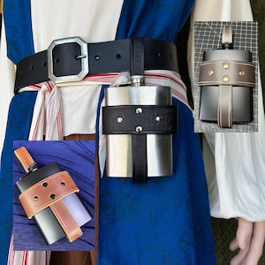Flachmann Halter. Leder Flaschenhalter, Revolverbag für Piraten, Renaissance, Mittelalter, Cosplay, LARP und alle die aus dem Flachmann trinken.