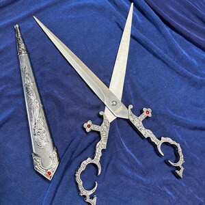 10.5 Medieval Renaissance Scissors Dagger with Sheath and Custom Leather Frog. Cosplay, Pirate, Medieval, Halloween, Gift image 9