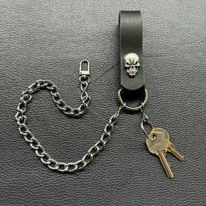 Biker wallet chain with leather belt loop and concho snap