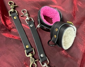 Leather Wrist Restraints: Faux Fur Lined Handcuffs, Adult Play