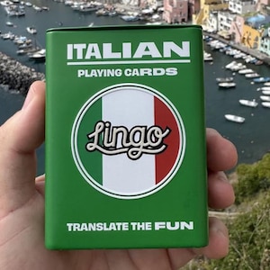 Parole e frasi italiane Carte da gioco in scatola di latta