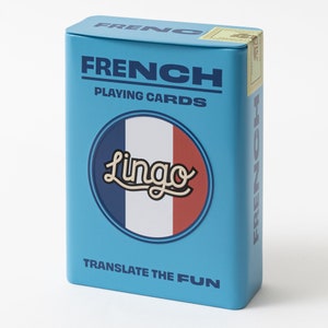 French Words & Phrases Playing Cards in Tin Case