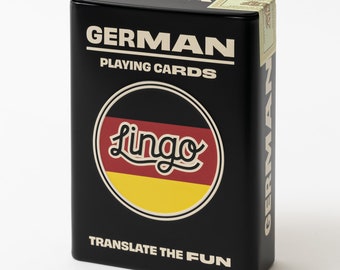 German Words & Phrases Playing Cards in Tin Case