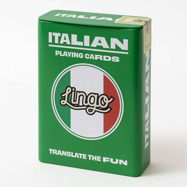 Italian Words & Phrases Playing Cards in Tin Case image 1