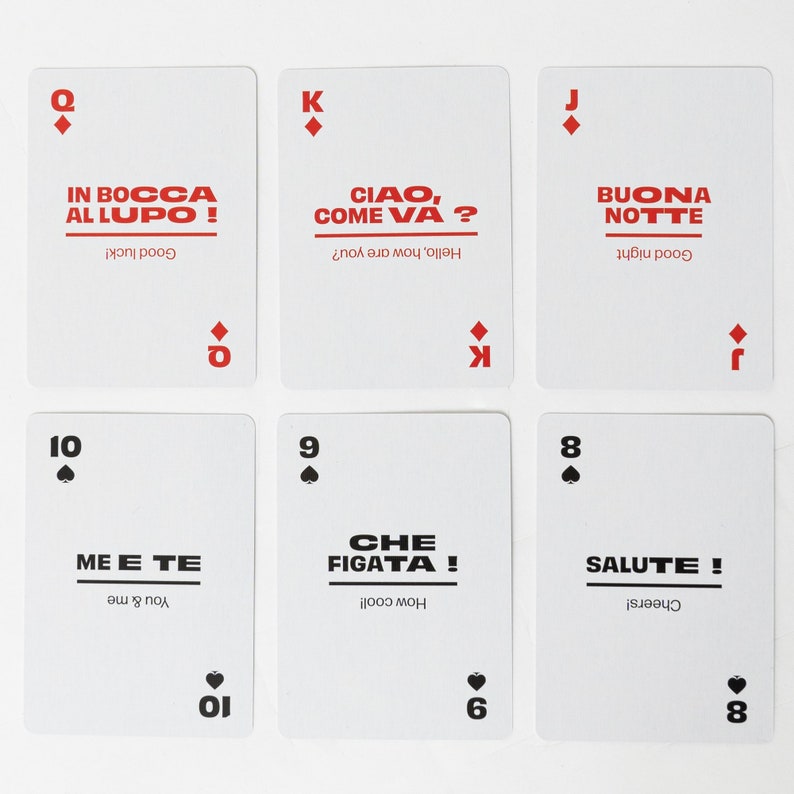 Italian Words & Phrases Playing Cards in Tin Case image 3