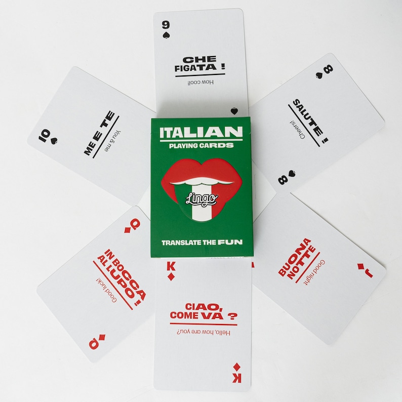 Italian Words & Phrases Playing Cards in Tin Case image 2