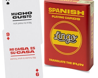 Spanish Words & Phrases Playing Cards in Tin Case