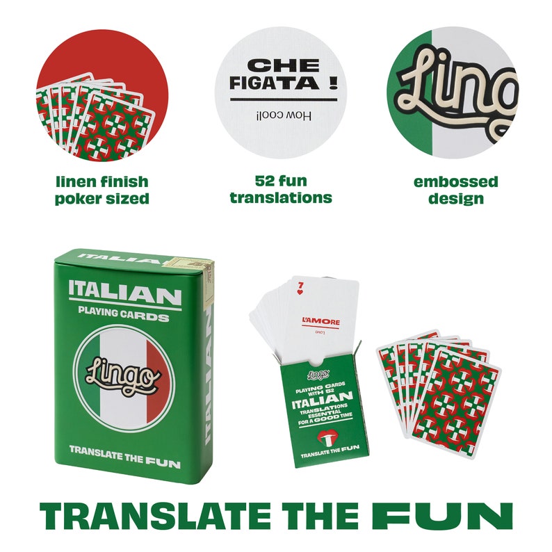 Italian Words & Phrases Playing Cards in Tin Case image 6