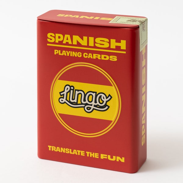 Spanish Words & Phrases Playing Cards in Tin Case